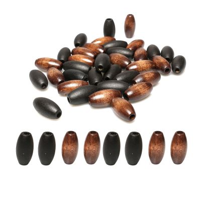 40 Oval Wooden Beads, 13 x 25 mm, 4 mm Hole, Mixed Colors