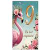 10 Flamingo Invitation Cards for a Girl’s 9th Birthday, with Envelopes, Favor Bags, Stickers, Notepads and Battleship Games view 3