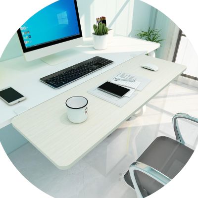 Ergonomic Desk Extension, 90°-Folding Wooden Tray with No-Drill Clamp, Keyboard Tray and Armrest, 55/65/75 x 25 cm