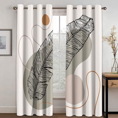 BSYYZQC Feather Blackout Curtains, Abstract Noise-Reducing Polyester Curtains, 2-Piece Set, 260 x 140 cm (H x W)