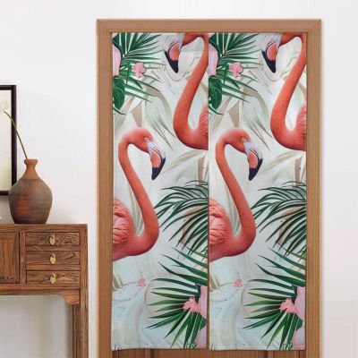 LRHCNZDCP Flamingo Floral Blackout Curtain, 2 Panels, for Doors and Windows