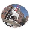 Unicorn Building04 Thick Christmas Tree Skirt with Pompom Trim view 3