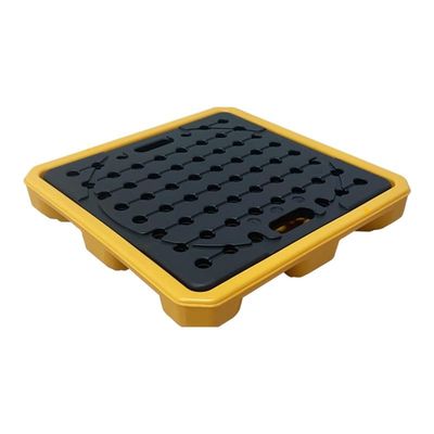 Generic Spill-Containment Platform for 1/2 Barrels, Modular Industrial Spill Pallet with Drain, Stackable Safety Tray, Removable Grate, Yellow, 2-Pack, 61 x 61 cm