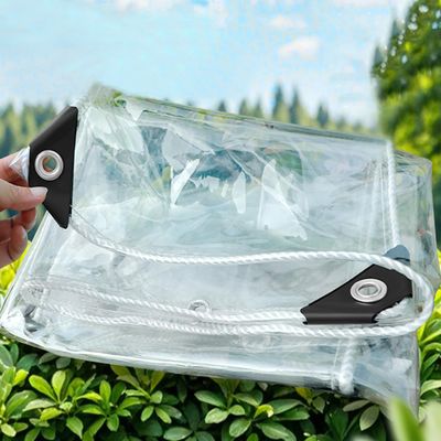 tow000ack Clear PVC Waterproof Tarp with Grommets, 0.35 mm, 1.9 x 3.8 m