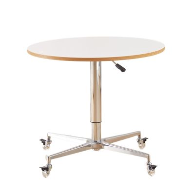 FSADYANG Round Wooden Lift-Top Coffee Table with Swivel Wheels, Adjustable, for Living Room, Office, Kitchen (Wood)