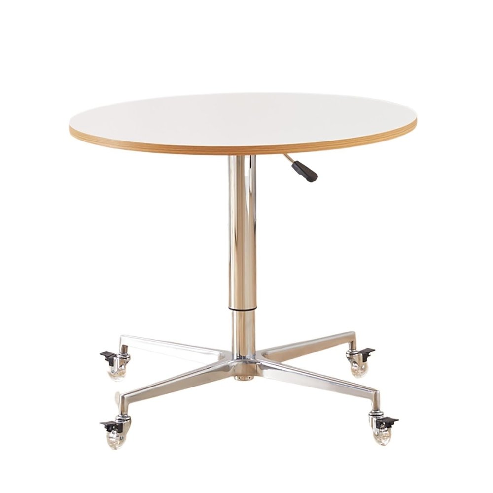 FSADYANG Round Wooden Lift-Top Coffee Table with Swivel Wheels, Adjustable, for Living Room, Office, Kitchen (Wood)