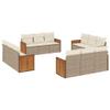 12-Piece Beige Poly Rattan Garden Sofa Set with Cushions view 2