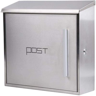 ASerZenith European Outdoor Wall-Mounted Mailbox, Weather-Resistant Stainless Steel Box, 36.5 × 9.6 × 37 cm