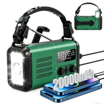 20,000 mAh Emergency Radio with Solar Hand Crank, AM/FM and Weather Radio, Phone Charger