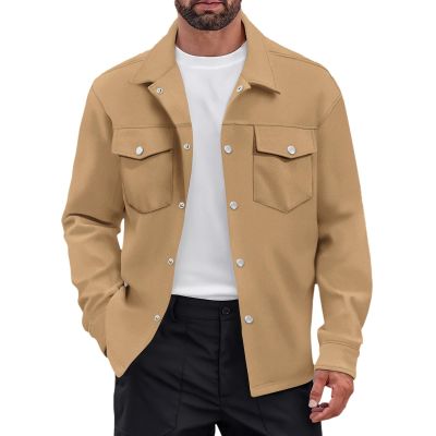 Foweknow Men's Solid Slim-Fit Cardigan Jacket, Long-Sleeve Notched-Collar Coat