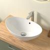 CASAMO Oval Countertop Bathroom Sink with Lotus Effect, White High-Gloss, 58.5 x 38 x 19 cm view 1