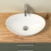 CASAMO Oval Countertop Bathroom Sink with Lotus Effect, White High-Gloss, 58.5 x 38 x 19 cm view 2