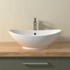CASAMO Oval Countertop Bathroom Sink with Lotus Effect, White High-Gloss, 58.5 x 38 x 19 cm view 3