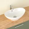 CASAMO Oval Countertop Bathroom Sink with Lotus Effect, White High-Gloss, 58.5 x 38 x 19 cm view 4