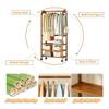 Wooden Garment Rack with 3-Tier Shelves and 4 Casters view 4