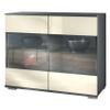 Vladon Bari V3 Sideboard with 2 Glass Doors and RGB Lighting, Anthracite Matte/Cream High-Gloss view 1