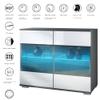Vladon Bari V3 Sideboard with 2 Glass Doors and RGB Lighting, Anthracite Matte/Cream High-Gloss view 4