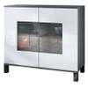 Vladon Grömitz V3 Sideboard, Modern Kitchen Cabinet with 2 Large Glass Doors, Matte Anthracite/High-Gloss White (92.5 x 84.5 x 35 cm) view 1