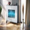 Vladon Grömitz V3 Sideboard, Modern Kitchen Cabinet with 2 Large Glass Doors, Matte Anthracite/High-Gloss White (92.5 x 84.5 x 35 cm) view 2