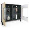 Vladon Grömitz V3 Sideboard, Modern Kitchen Cabinet with 2 Large Glass Doors, Matte Anthracite/High-Gloss White (92.5 x 84.5 x 35 cm) view 3