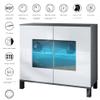 Vladon Grömitz V3 Sideboard, Modern Kitchen Cabinet with 2 Large Glass Doors, Matte Anthracite/High-Gloss White (92.5 x 84.5 x 35 cm) view 4