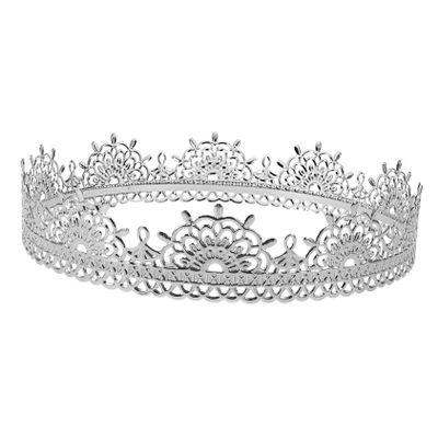 King's Crown Party Crown, Silver Metal, Vintage Chic for Halloween Theme Parties