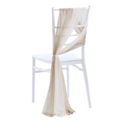 HEUchuan Chiffon Chair Sashes, 10/50 Pieces, 17 x 250 cm, Beige and White