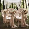 HEUchuan Chiffon Chair Sashes, 10/50 Pieces, 17 x 250 cm, Beige and White view 4