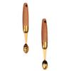 OFFSCH 2-Piece Melon Baller Set, Stainless Steel Fruit Spoons with Wooden Handles view 1