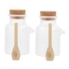 OFFSCH White Powder Storage Bottles, 2-Pack, PP and Wood, Sealed, Portable view 1