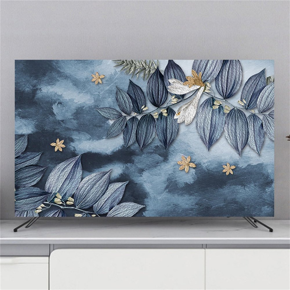 Mateju 55-Inch TV Dust Cover, Washable Botanical Leaves Design