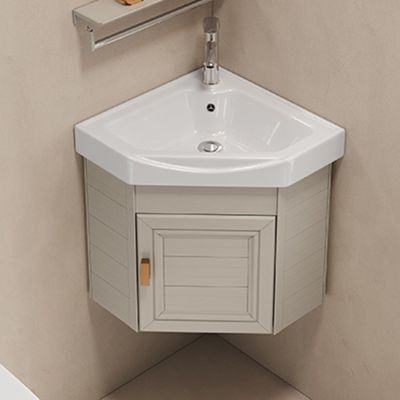 Modern Corner Bathroom Vanity with Sink, Wall-Mounted Hot/Cold Faucet, and Ample Storage