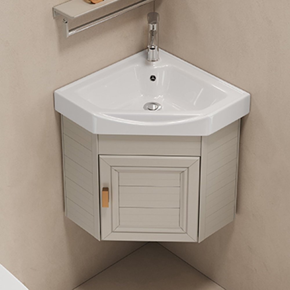 Modern Corner Bathroom Vanity with Sink, Wall-Mounted Hot/Cold Faucet, and Ample Storage