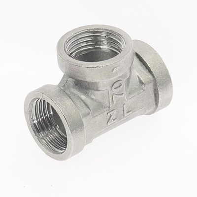 1-Piece Stainless Steel DN15 1/2" Female/Male Thread Tee Fitting Adapter Coupler (FFF)