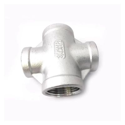 304 Stainless Steel 4-Way Cross Pipe Fitting Adapter, Female Thread, 1/2" to 1-1/2"