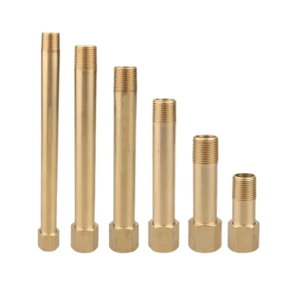 1-Piece M10 M12 M14 1/8" 1/4" Female-to-Male Brass Long Nipple Pipe Fitting Adapter Coupler Connector for Water (BSP1I4-M12X1.75 L125_INSIDE TO OUTSIDE)