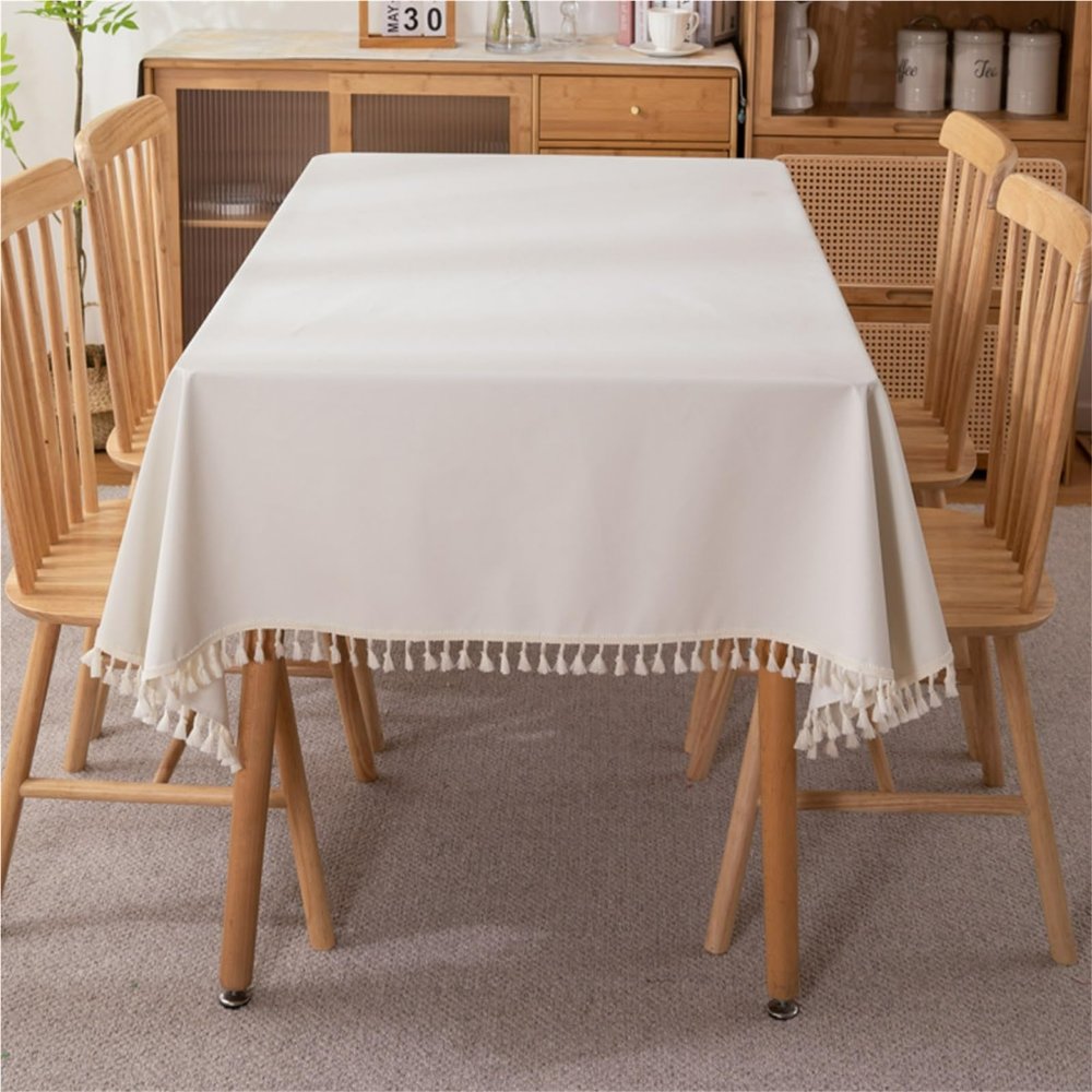 FYDZ Solid-Colored PVC Tablecloth, White, 150 x 200 cm