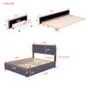 I0I&I0I Platform Bed with Pull-Out Trundle and 2 Drawers, Linen Upholstery, Gray, 203 x 140 x 115 cm view 2