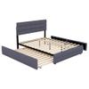 I0I&I0I Platform Bed with Pull-Out Trundle and 2 Drawers, Linen Upholstery, Gray, 203 x 140 x 115 cm view 3