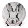 NONHAI Decorative Bone China Plate, 7 in, with Stand, Bow Rabbit Pattern view 1