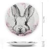 NONHAI Decorative Bone China Plate, 7 in, with Stand, Bow Rabbit Pattern view 2