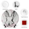 NONHAI Decorative Bone China Plate, 7 in, with Stand, Bow Rabbit Pattern view 3