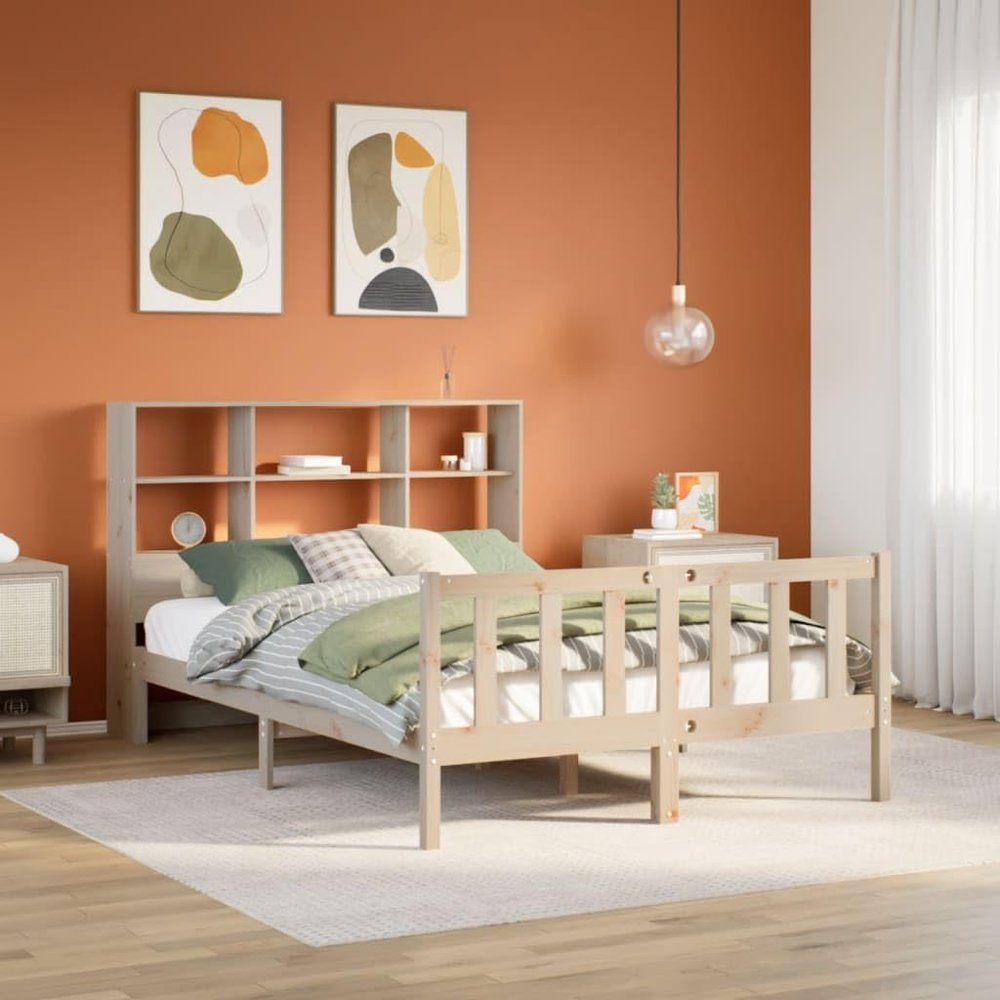 NQJIBUE Home Garden Bookcase Bed without Mattress 160x200 cm Solid Pine