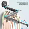 NDNCZDHC Wall-Mounted Retractable Drying Rack, Foldable, Space-Saving, Gray view 2