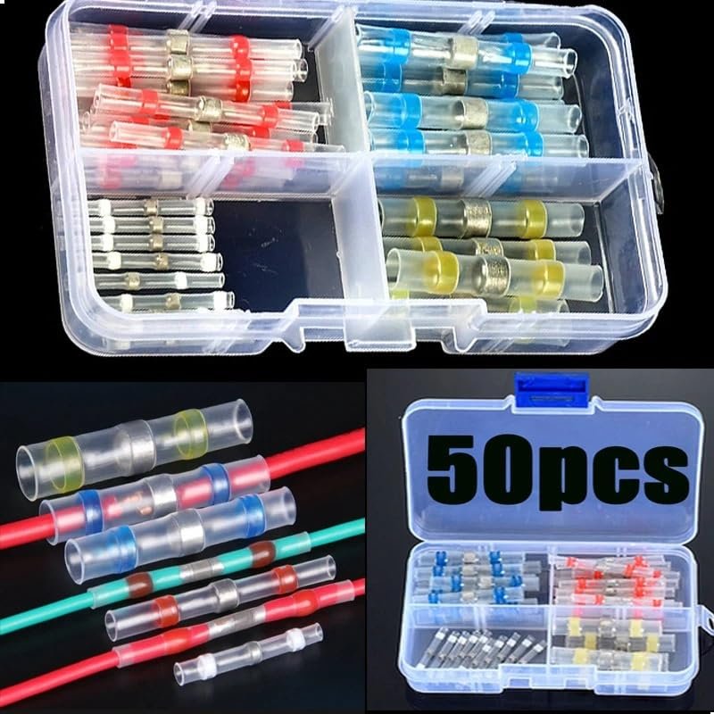 EKFBQBGW 50-Piece Waterproof Heat-Shrink Solder Wire Connector Sleeves Kit
