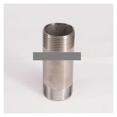 1-1/4" Equal Male-Thread Barrel Nipple, 100 mm, 304 Stainless Steel