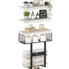 KLUVIS Farmhouse 12DWB3 Bathroom Shelves with Towel Holder, Wall-Mounted, Over-Toilet Storage, 16 in, 3-Piece Set, White and Black view 1