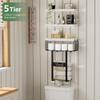 KLUVIS Farmhouse 12DWB3 Bathroom Shelves with Towel Holder, Wall-Mounted, Over-Toilet Storage, 16 in, 3-Piece Set, White and Black view 3