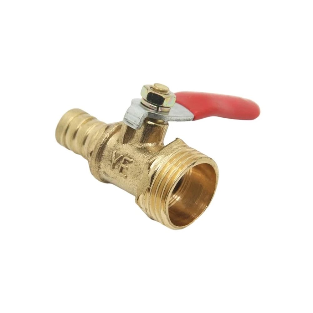 AUOQKQUT Brass Barbed Ball Valve, 10 mm Hose Barb, G1/2 Male Thread
