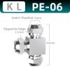 1-Piece Pneumatic Fitting PE4/6/8/10/12/14/16 Quick-Twist Tee, Copper, Nickel-Plated, High-Voltage Lock Female Connector EKFBQBGW (KL-PE6) view 2